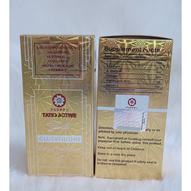 Sản phẩm dưỡng trắng da GLUTATHIONE Nhật Bản hộp 120v / Kem dưỡng da- hỗ trợ đẹp da viên Tatio Nhật Bản