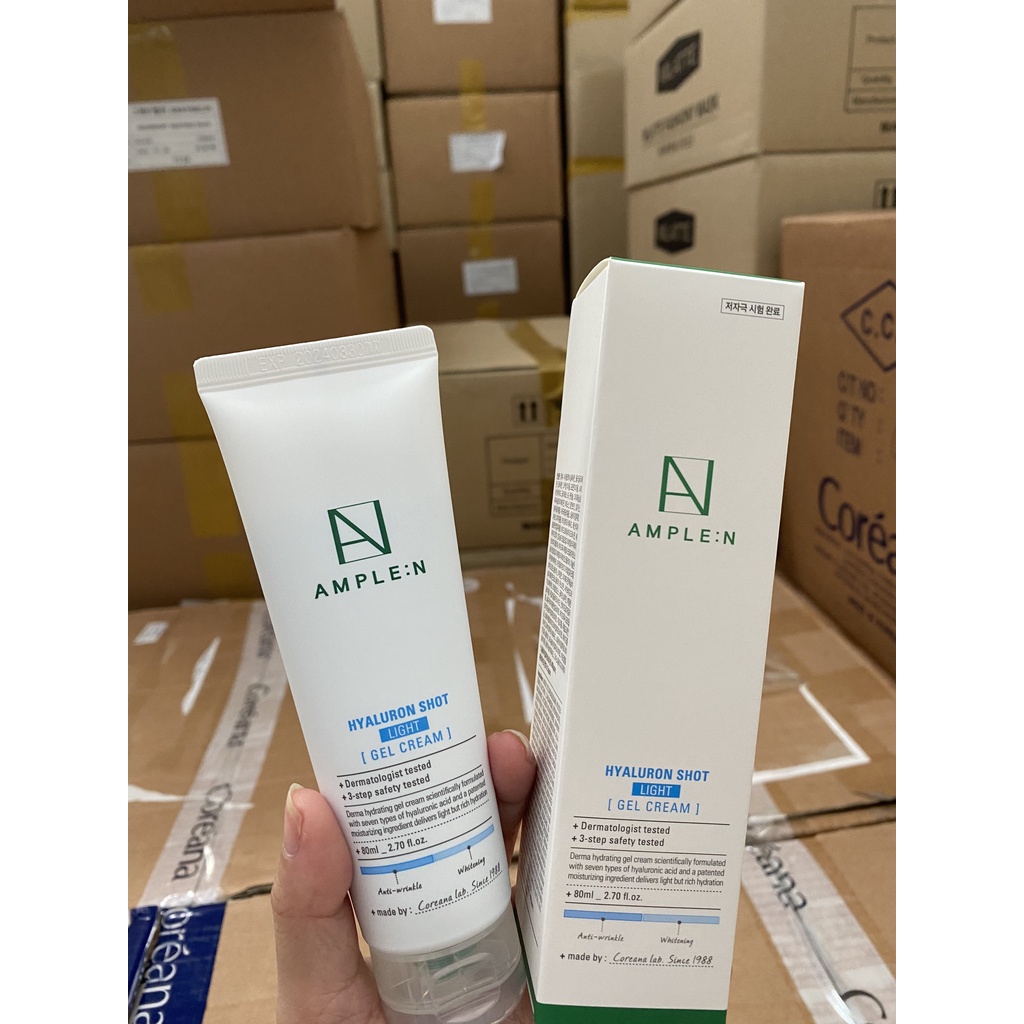 Kem Dưỡng Ẩm Sáng Da Ample:N Hyaluron Shot Light Gel Cream 80ml
