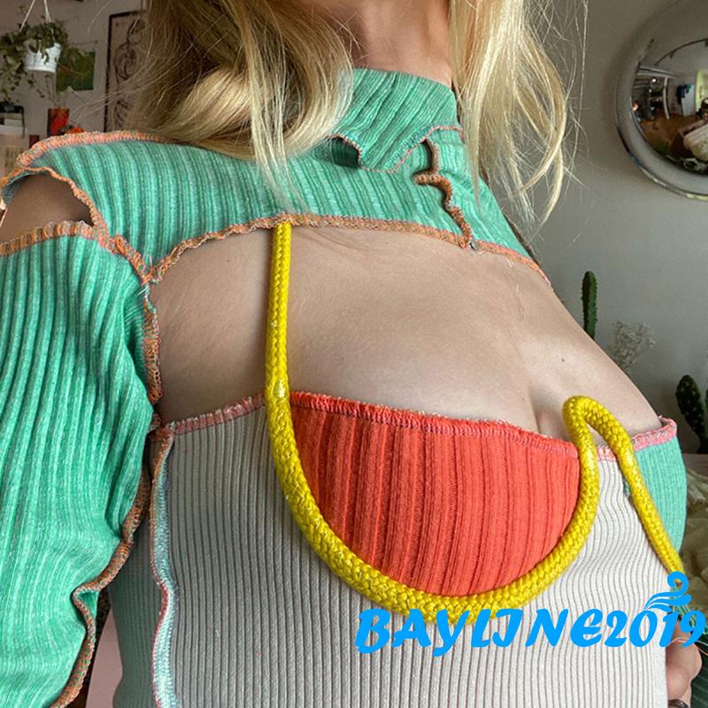 Áo Lửng Tay Dài Màu Sắc Thời Trang Quyến Rũ Cho Nữ