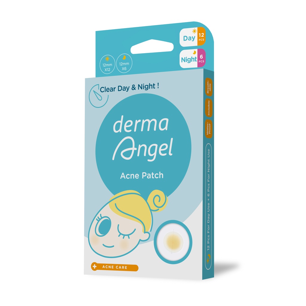 Miếng dán mụn dermaAngel ban ngày và đêm (12+6 miếng/hộp)