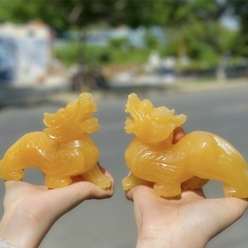 Tỳ hưu phong thủy , tỳ hưu cánh đá ngọc hoàng long - 10cm & 12cm & 15cm