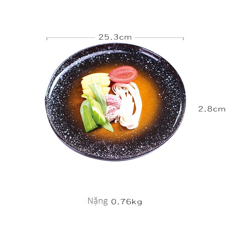Đĩa sứ phẳng bày bít tết men họa tiết dải ngân hà cao cấp 25cm và 20cm cho nhà hàng