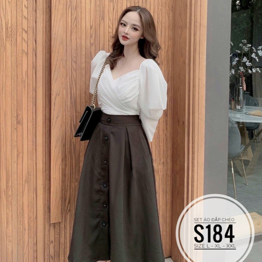 Váy Bigsize 60-100 Kg Set Áo Đắp Chéo + Đầm Rời  S184 A