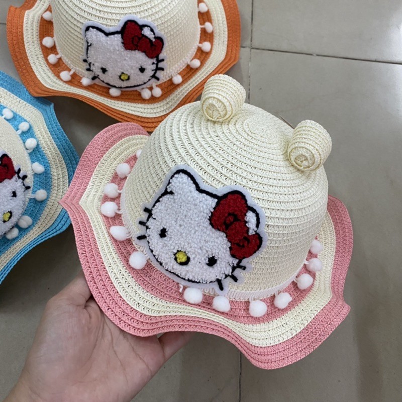 Mũ cói Hello Kitty cho bé gái 2-5 tuổi