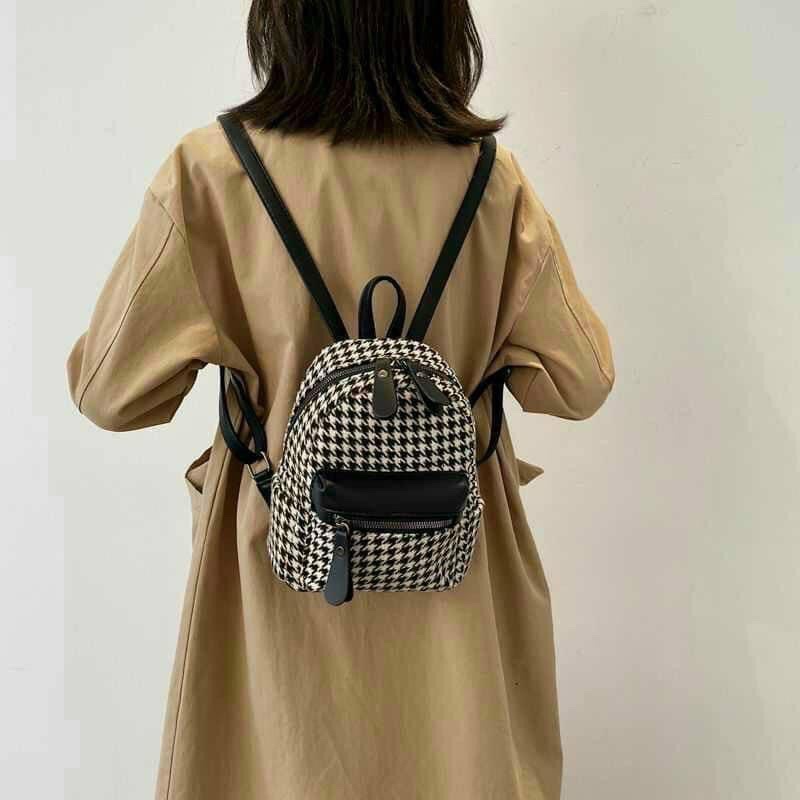 Balo mini nữ thời trang kẻ caro phong cách Hàn Quốc đi học đi chơi