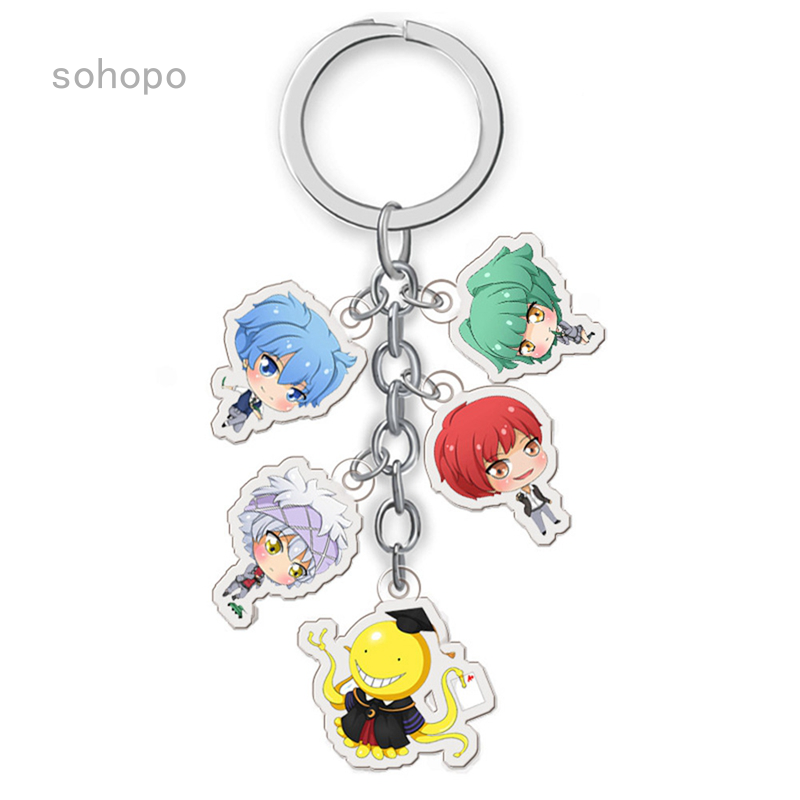 Anime Assassination Classroom Ansatsu Kyoushitsu Koro Sensei Keychain Acrylic Pendant Anime Accessories Cartoon Key Ring-In Key Chains