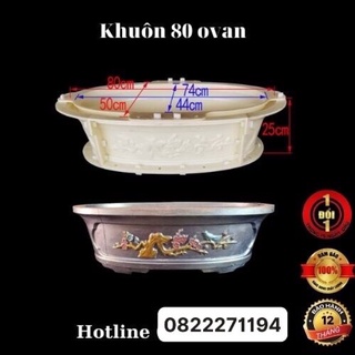 Khuôn đúc chậu oval hoa 80cm
