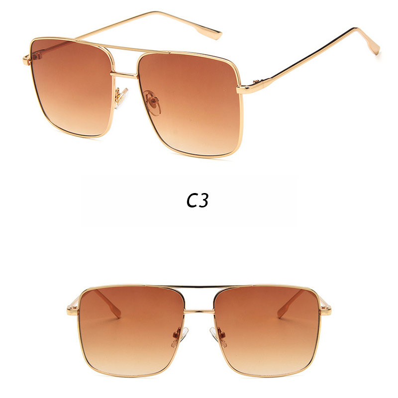 Kính mát gọng vuông kim loại bảo vệ chống tia cực tím cho nữ