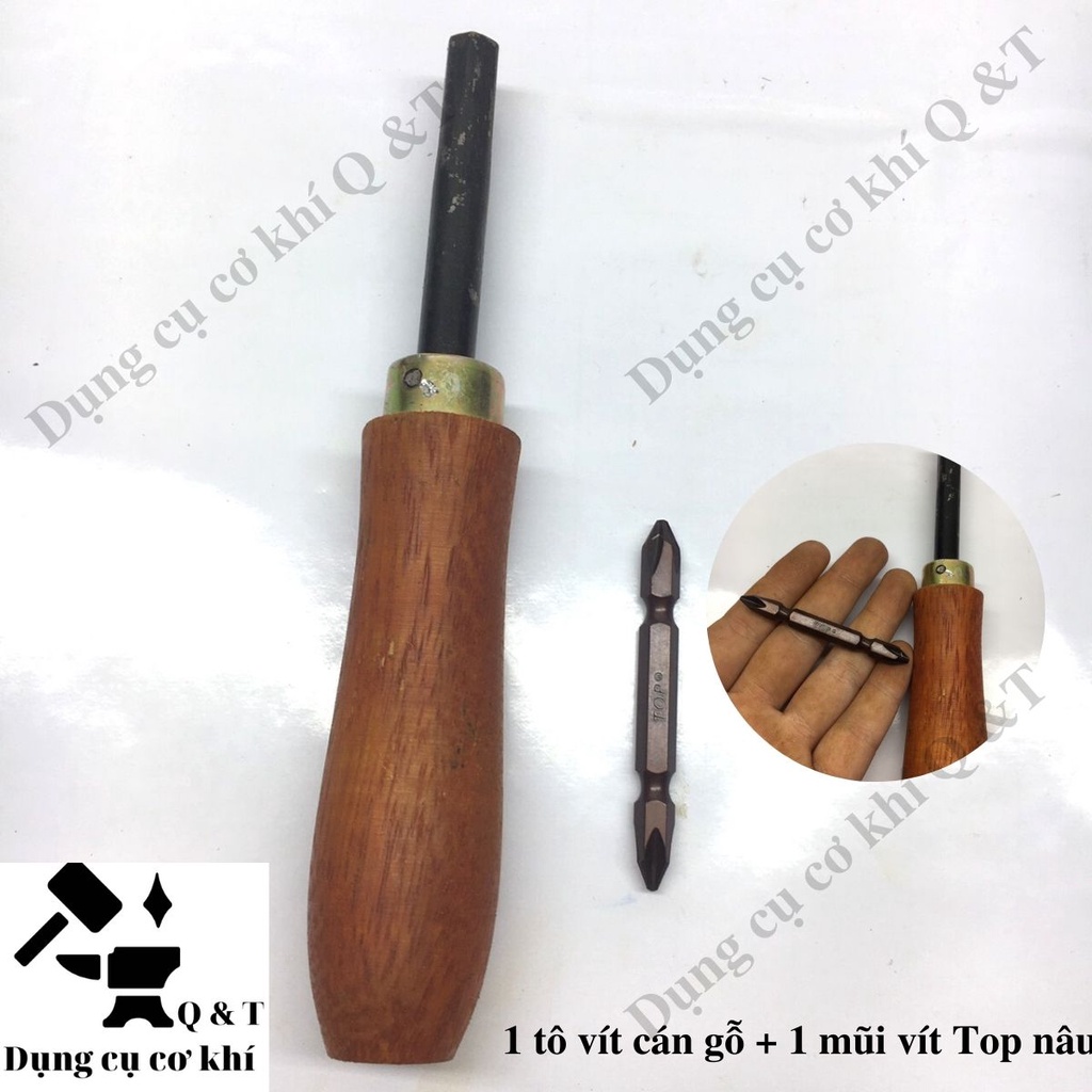 Tua vít cán gỗ , Tovit cầm tay và đầu vặn vít 65mm