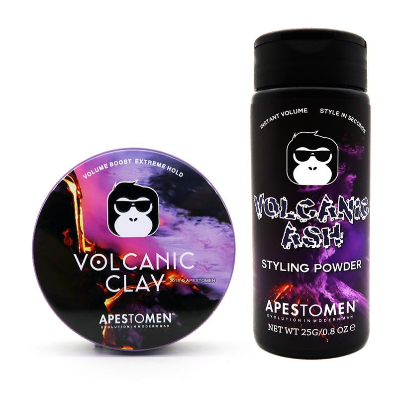 COMBO Sáp vuốt tóc nam Apestomen Volcanic Clay 80g và bột tạo phồng tóc Apestomen Volcanic Ash 25g