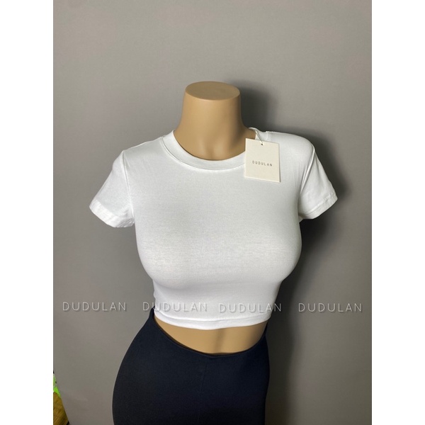 Áo croptop ngắn tay A11 DUDULAN Áo thun cộc tay cổ tròn