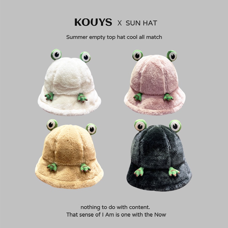 Nón tai bèo hình chú ếch nhồi bông dễ thương thời trang mùa đông dành cho nữ