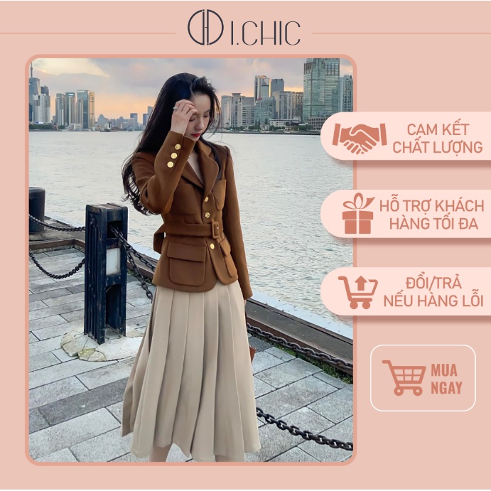 ICHIC - Áo S045 hai lớp dáng ôm, túi hộp kèm đai lưng mặc tôn dáng.