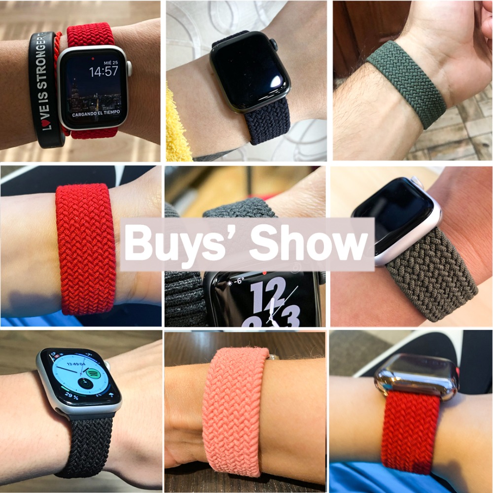 Dây Đeo Đồng Hồ Dạng Dây Bện Nylon Co Giãn Cho Iwatch Series 6 5 4 3 44Mm 40Mm 38Mm 42Mm 6 5 4 3 2