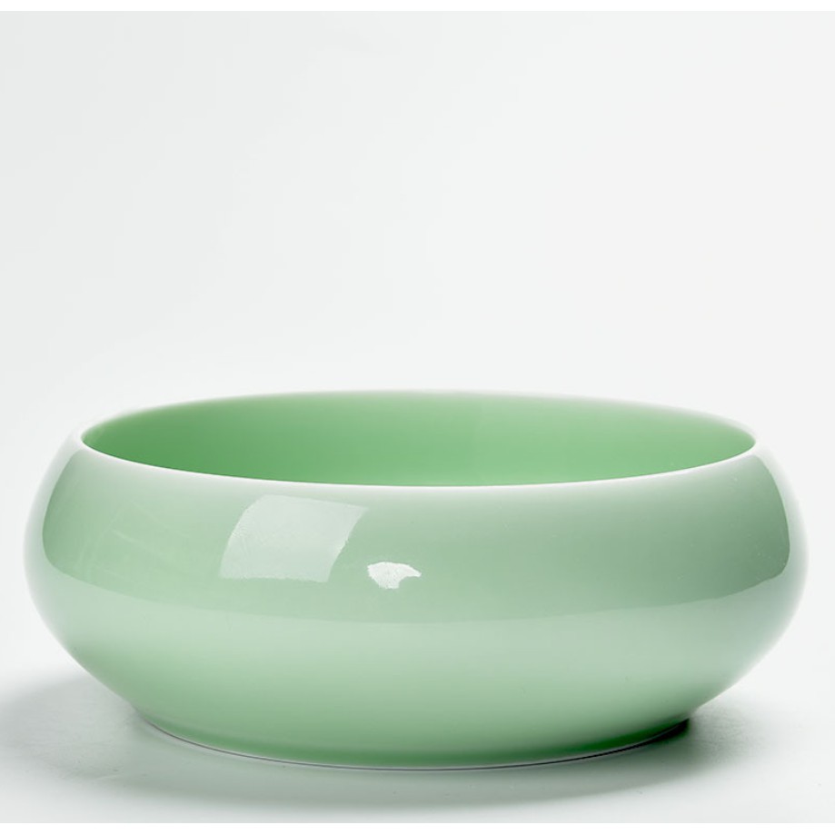 Bát sứ men xanh trơn trang trí bàn làm việc, trồng cây thủy canh