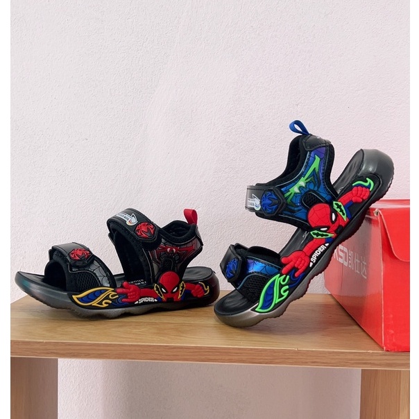 Sandal siêu nhân người nhện cho bé trai đi học đi chơi họa tiết siêu đẹp mã mới 206