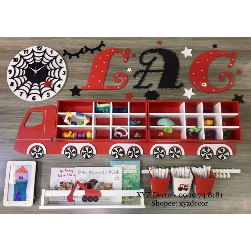 KỆ XE HƠI TREO TƯỜNG MÀU ĐỎ  XYZDECOR | BigBuy360 - bigbuy360.vn