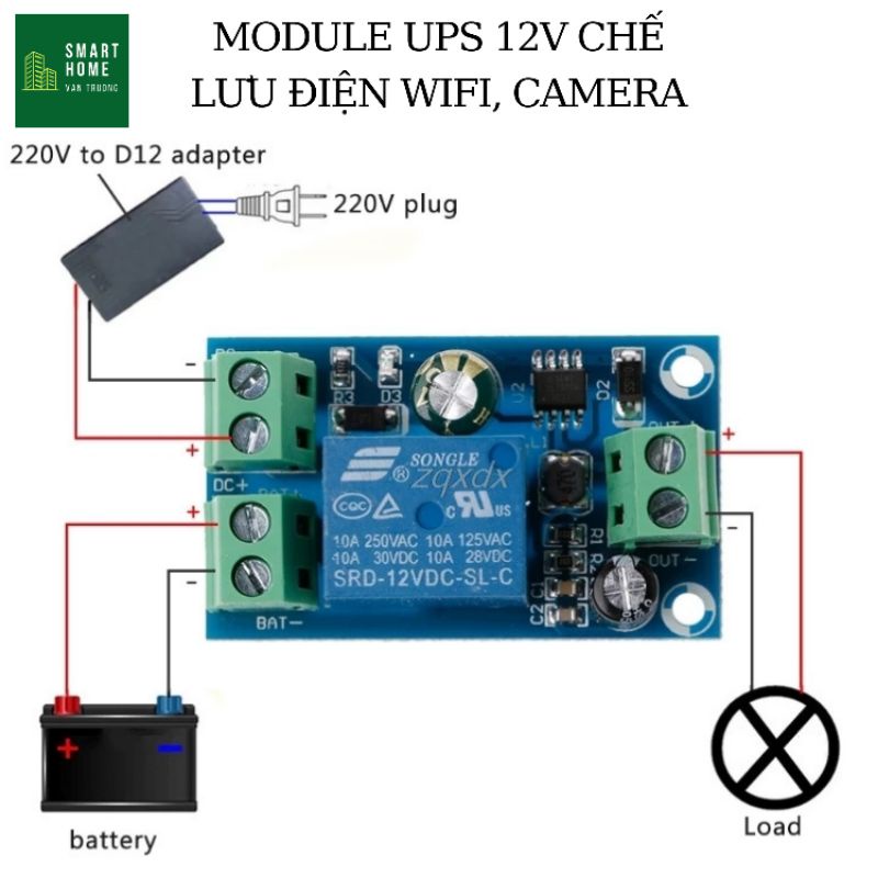 Module Mini UPS 9V 12V chế lưu điện cho wifi camera bằng ắc quy, mất điện vẫn có Wifi