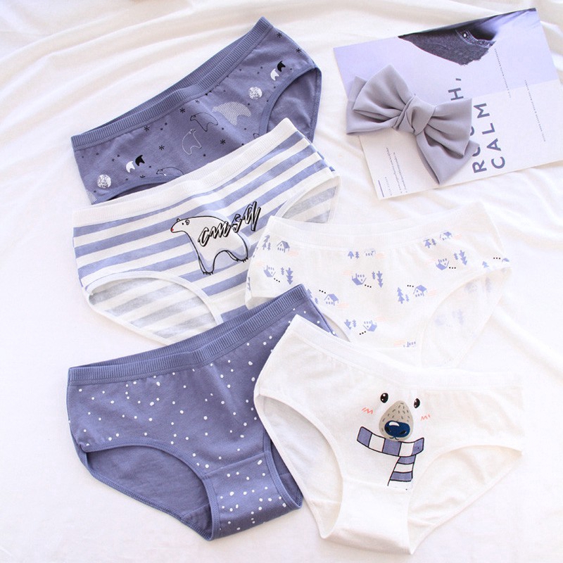 Quần lót cotton in hình đáng yêu cho nữ