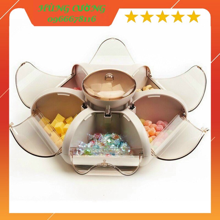 Khay đựng mứt, bánh kẹo tết 6 cánh hoa tự bung