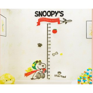 Decal dán tường mica - Đo chiều cao snoopy
