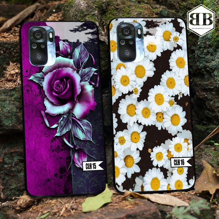 Ốp lưng kính cường lực Xiaomi Redmi Note 10 hình hoa hồng bao đẹp,bao phê