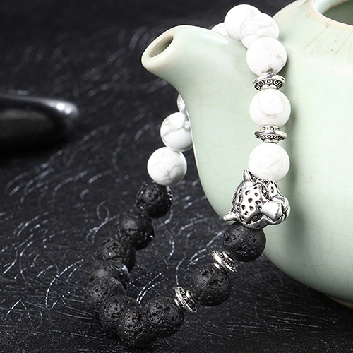 Vòng tay chuỗi hạt phối phụ kiện mạ bạc đơn giản thời trang cho nam và nữ