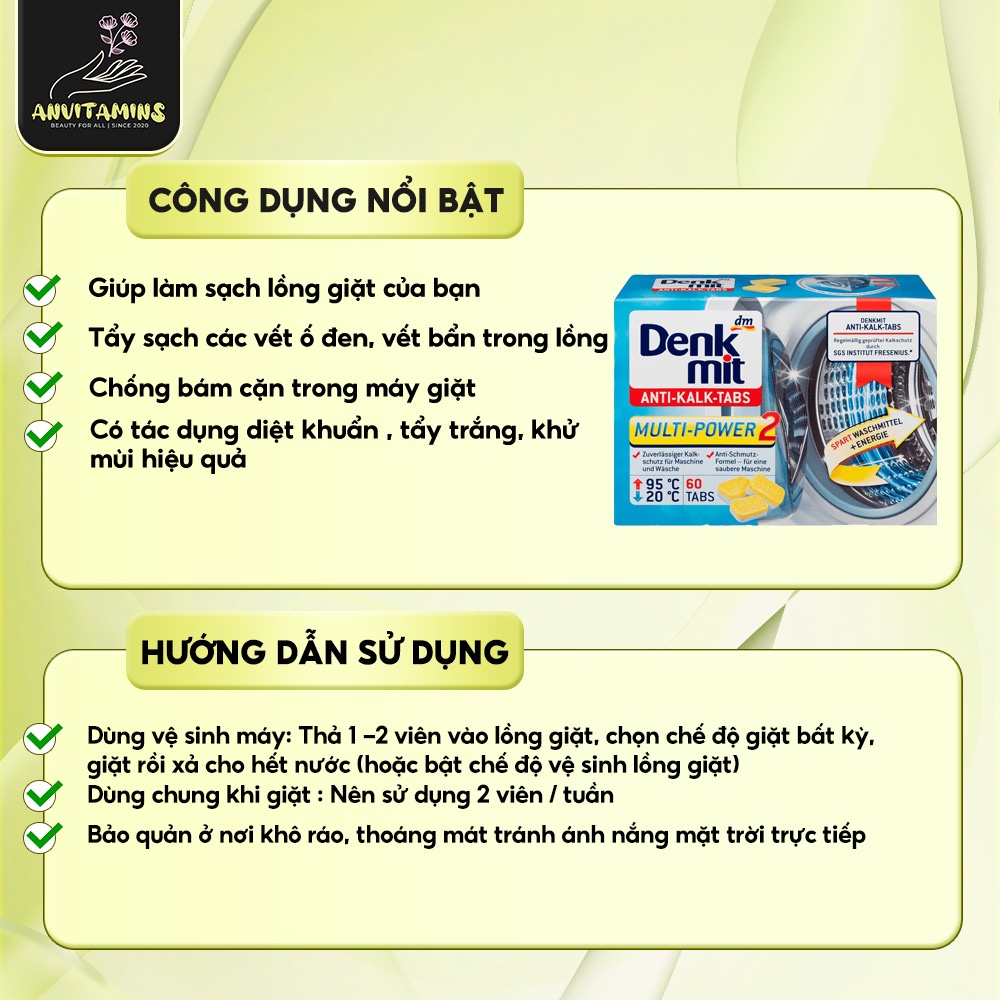 [Nội đại Đức] Viên vệ sinh máy giặt Denkmit