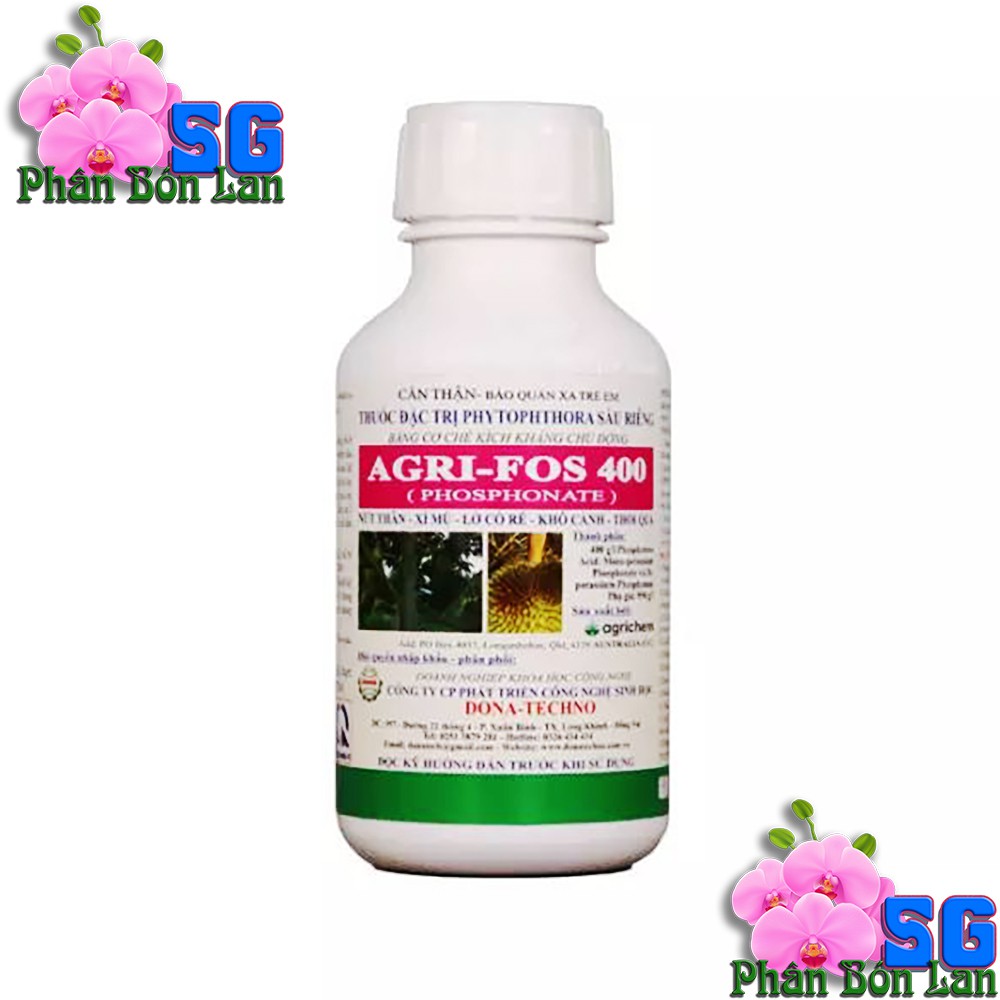 Agri Fos 400 Thuốc trừ nấm bệnh sinh học Chai 500ml Trị nứt thân, xì mủ, khô cành, thối trái...