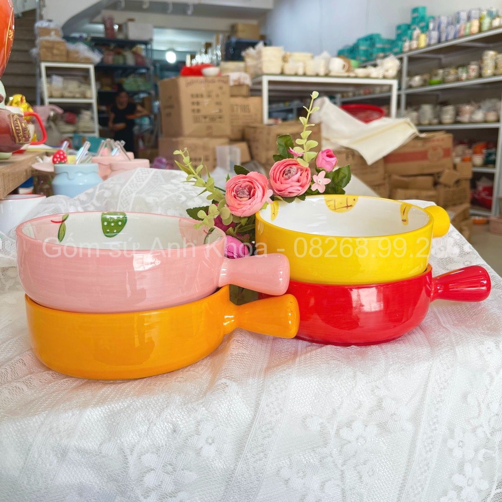 Chén Dĩa Sứ Bát Ăn Cơm Đĩa Sứ Decor trang trí đồ ăn, đựng salat xinh yêu chảo béo hoa quả cực đẹp