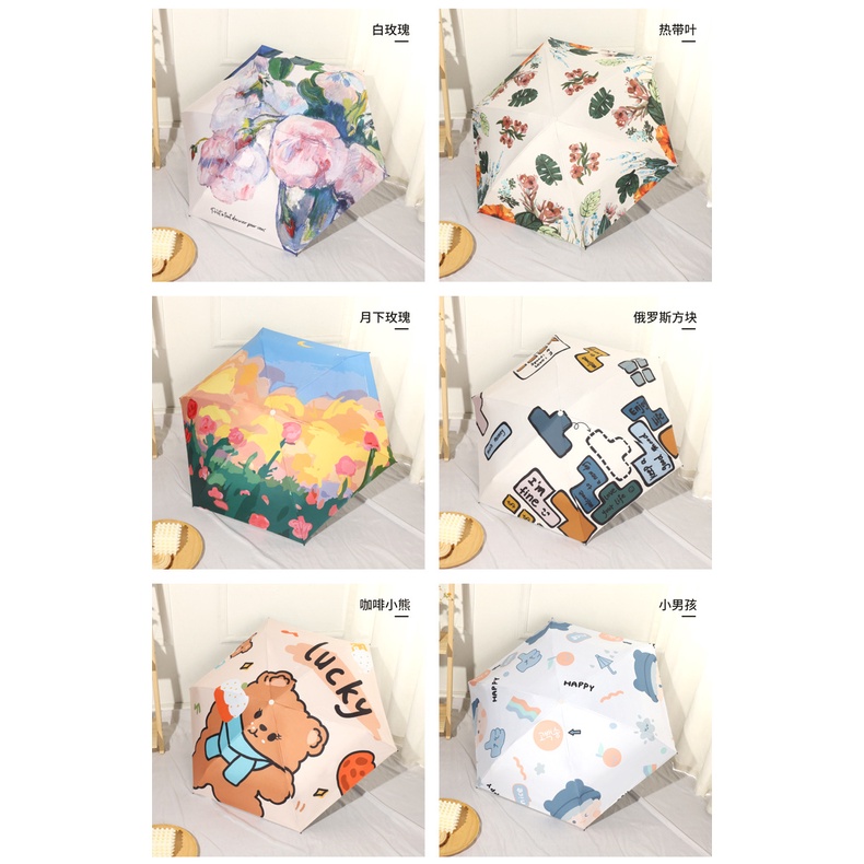 Dù Gấp Mini Chống Tia Cực Tím In Họa Tiết Hoạt Hình Doraemon Dễ Thương