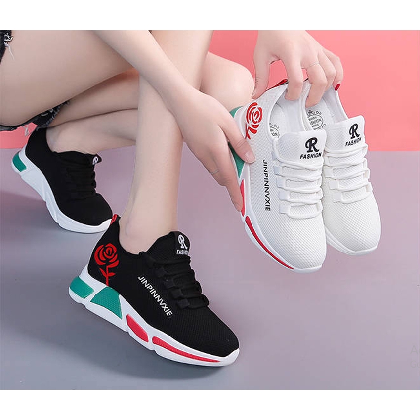 Giày Sneaker nữ hoa hồng BH 19