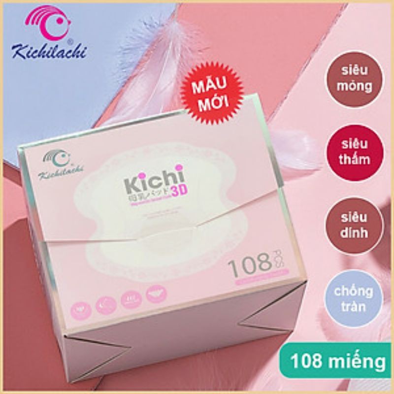 Hộp 108 miếng lót thấm sữa mẹ dùng 1 lần Kichilachi Túi 100 miếng thấm