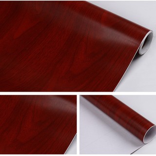 1 mét giấy dán tường giả gổ nâu đỏ - khổ rộng 45cm có keo sẵn