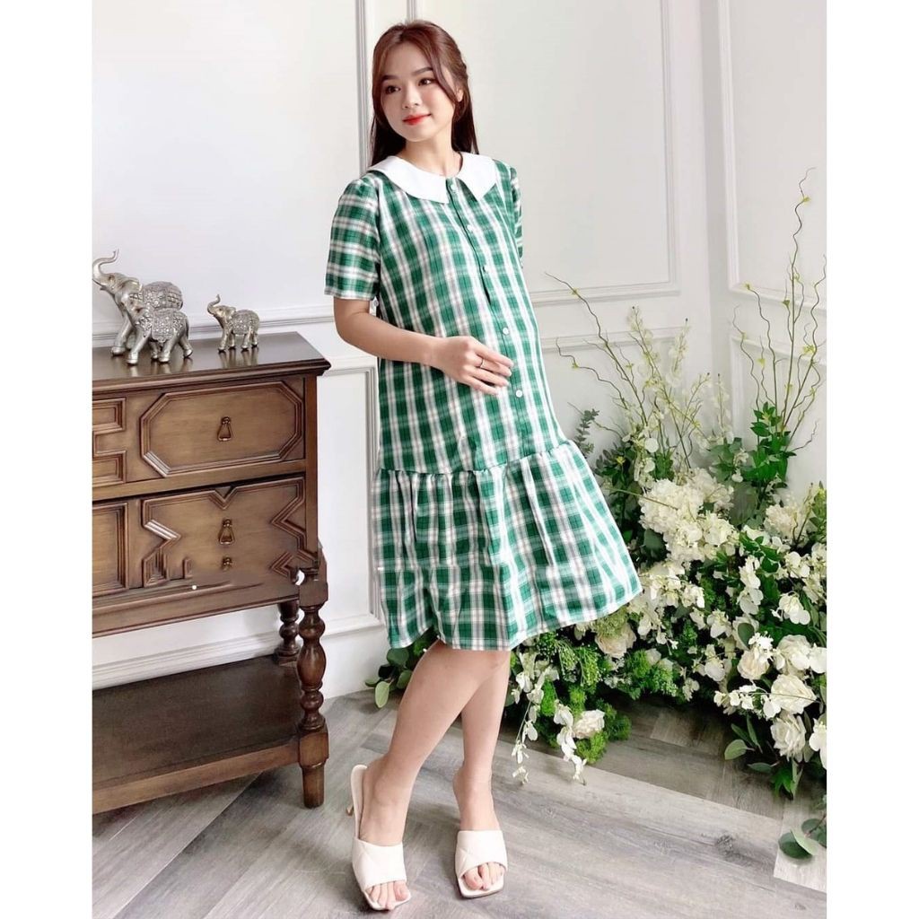Váy bầu thời trang thiết kế M284 chất lụa thô freesize từ 45 đến 70kg