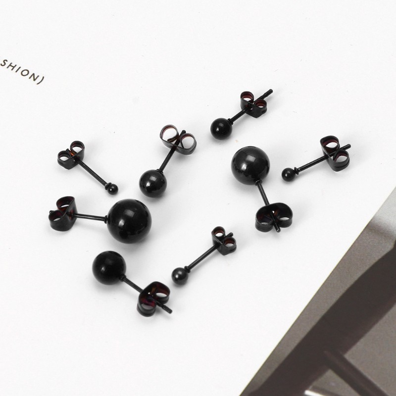 Bộ Khuyên Tai 8 Chiếc Thời Trang Bằng Thép Không Gỉ Hình tròn Nhiều Kích Thước Cho Nữ