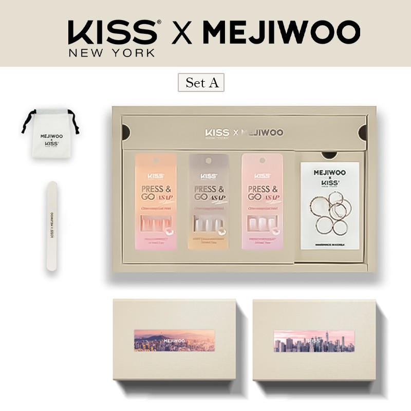 [KISS NEW YORK X MEJIWOO] Collaboration Box Set Bộ Sản Phẩm Móng Tay - 4 Món