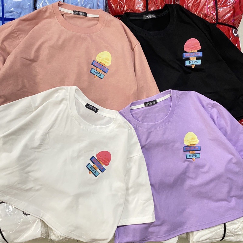 Áo croptop  % hình thật Unisex cây kem