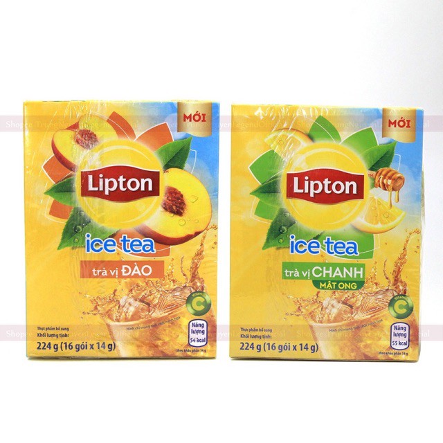 (RẺ VÔ ĐỊCH-MUA NHIỀU GIẢM GIÁ HƠN) Trà Lipton Ice Tea Hòa Tan Vị Chanh Mật Ong/ Đào 224g (14g x 16 gói)