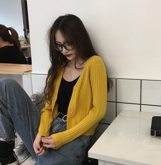 Áo Khoác Cardigan Dệt Kim Tay Dài Cổ Chữ V Thiết Kế Dáng Rộng Thoải Mái