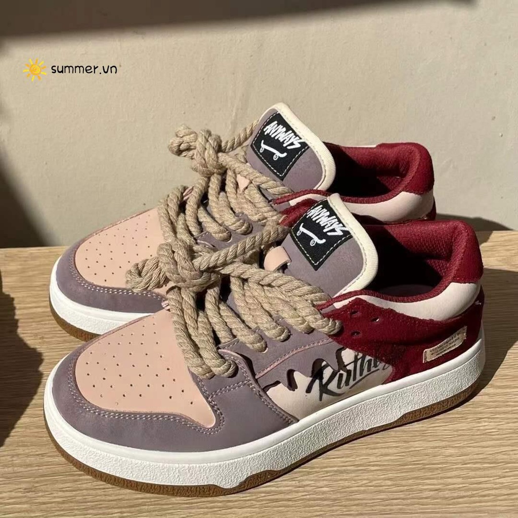 Giày Thể Thao Buộc Dây Gai Dầu Họa Tiết Graffiti Phong Cách Mới 2022