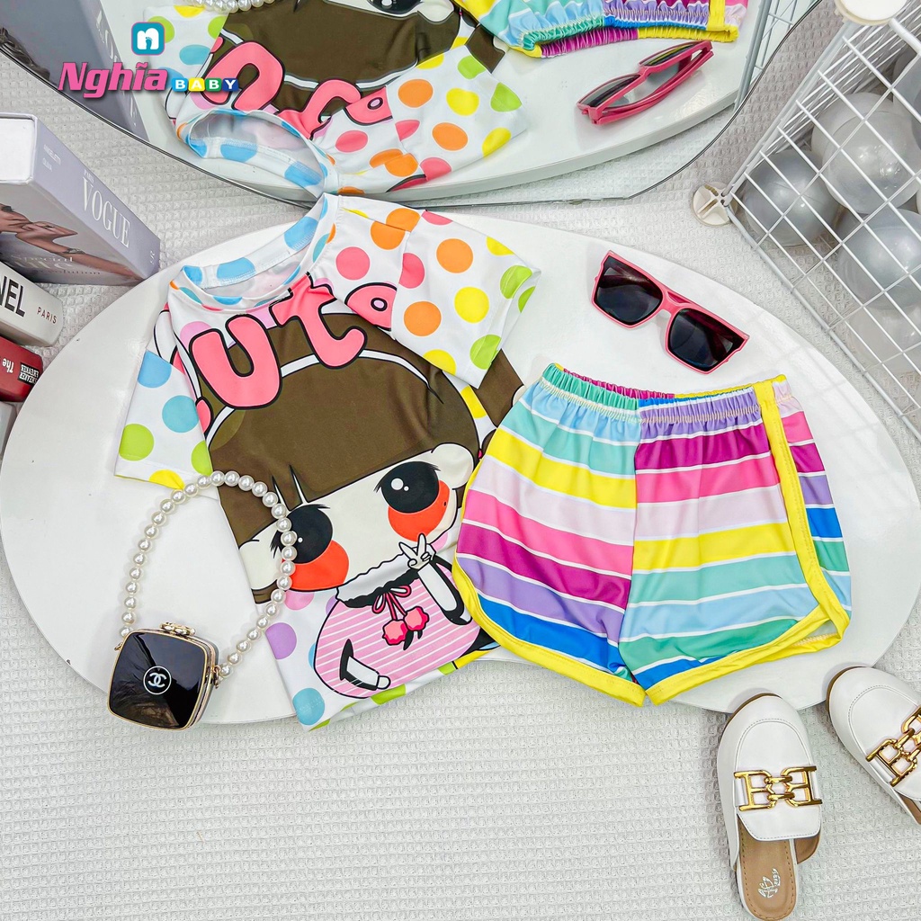 Đồ bộ thun lạnh quần đùi áo ngắn tay NGHĨA BABY dành cho bé gái từ