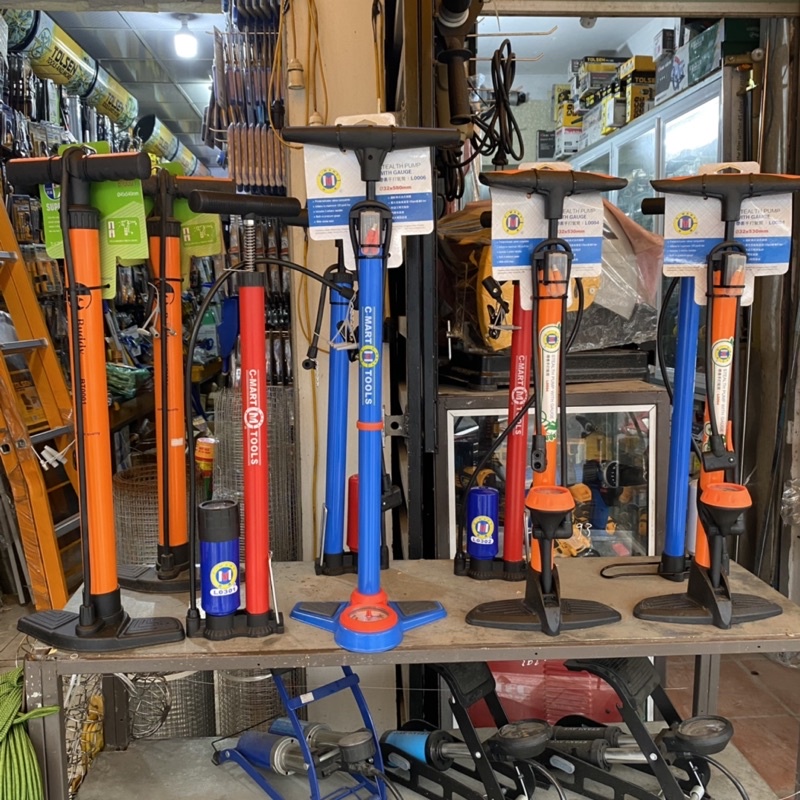 Bơm xe máy, bơm xe đạp ô tô đạp chân 2 ống Stanlays khoẻ nhanh đầy hơi