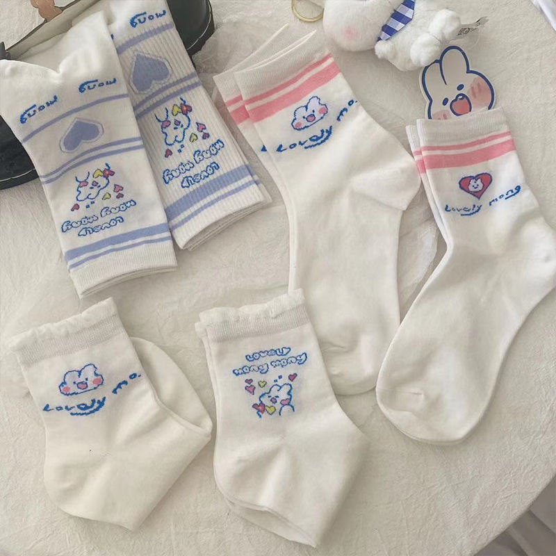Vớ Thể Thao Mềm Mại In Họa Tiết Hoạt Hình Dễ Thương Phong Cách Nhật Bản Cho Nữ