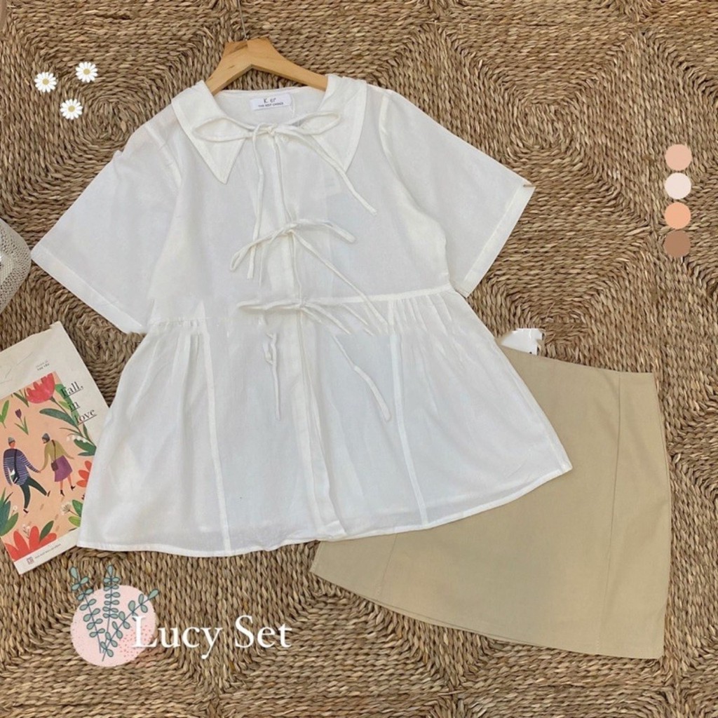 Set áo babydoll chân váy 2 lớp chữ a ulzzang xinh xắn MIVOSA SV023