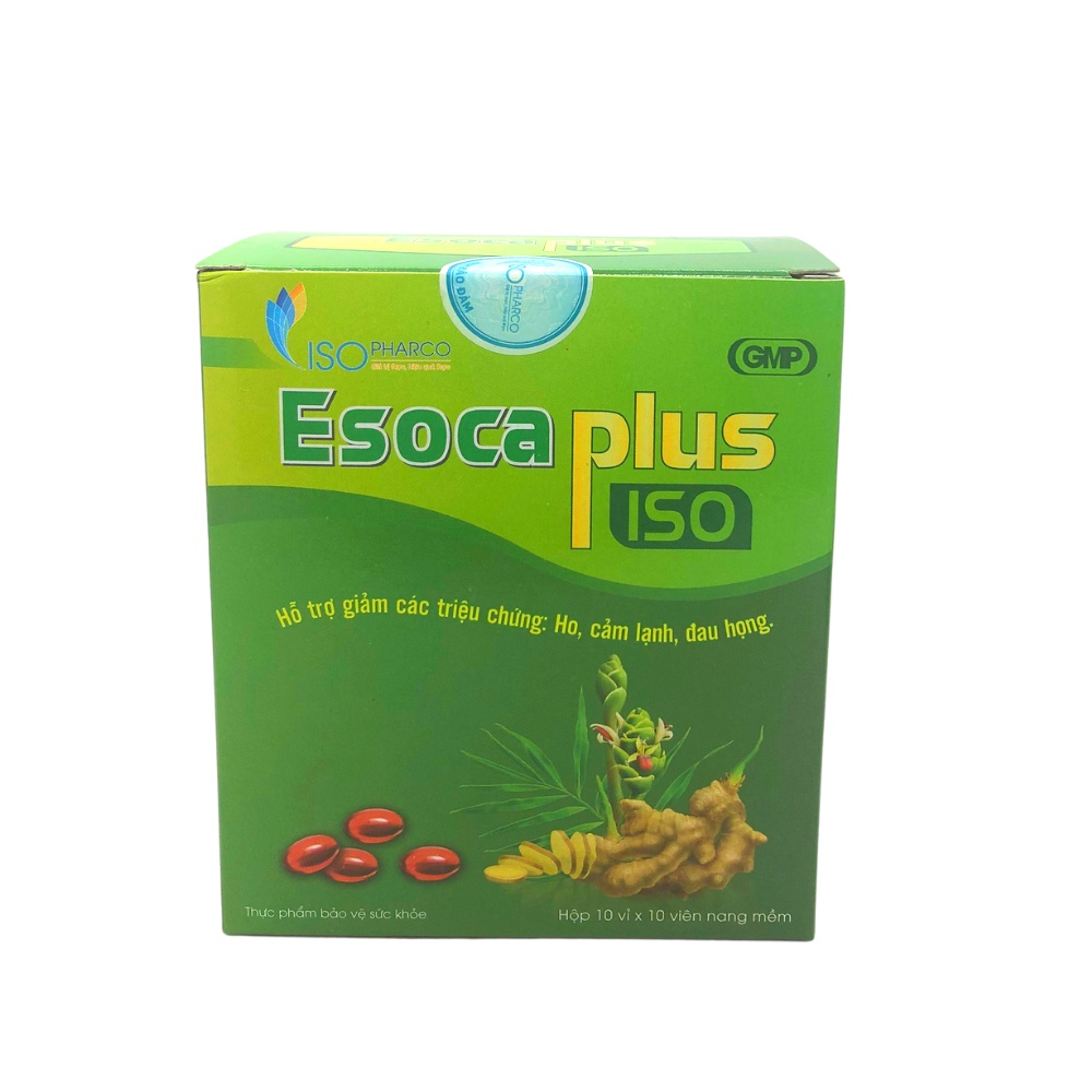 Esoca plus Isopharco – Hỗ trợ giảm ho do viêm họng cảm lạnh giảm đau rát họng