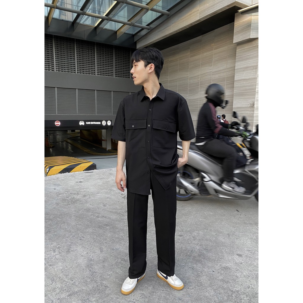 ÁO SƠ MI túi hộp CHUOT TRANG KKL /đen | BigBuy360 - bigbuy360.vn