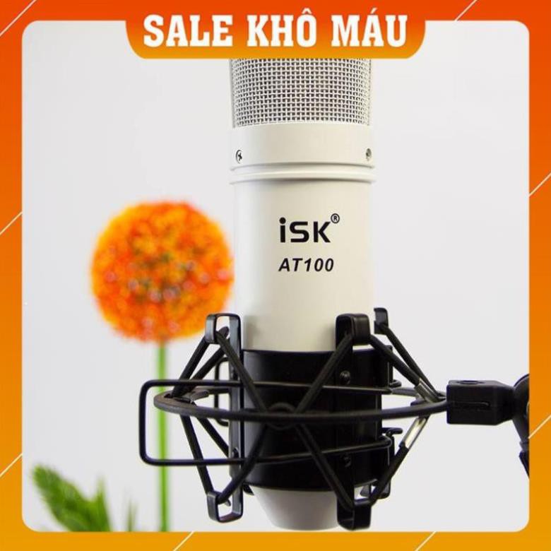 Bộ mic thu âm ISK at100 sound card xox k10 2020 phiên bản tiếng anh chân dây - combo livestream micro AT100