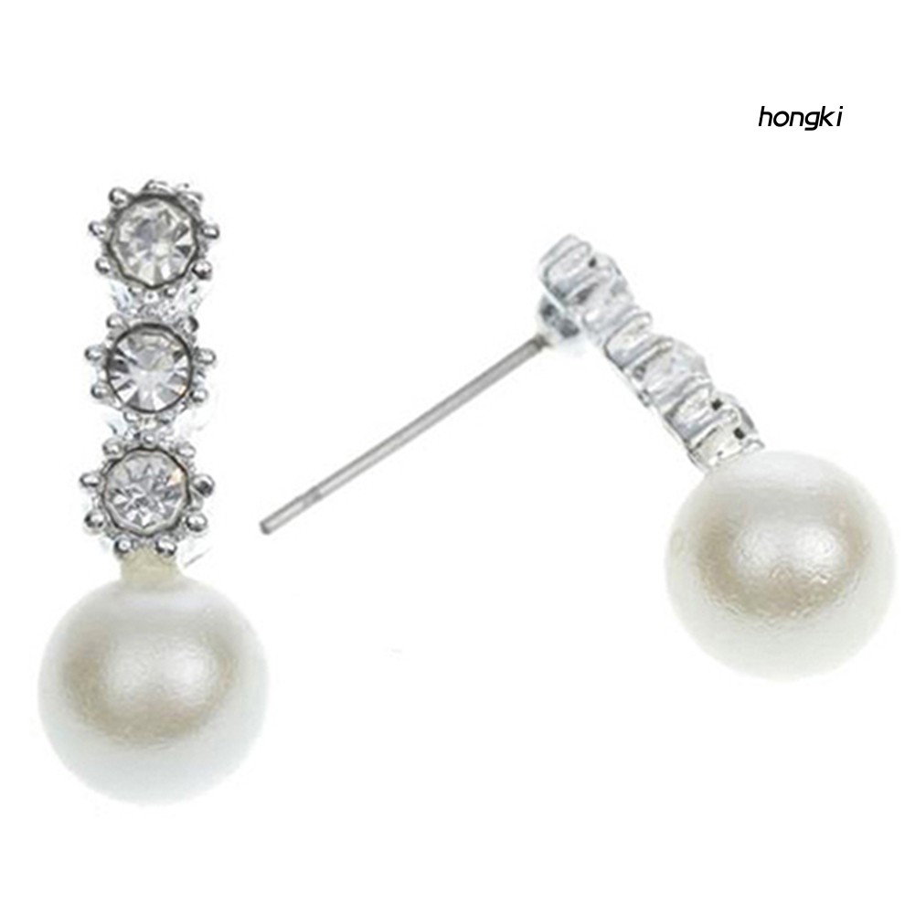Khuyên tai đính ngọc trai giả màu trắng dành cho nữ