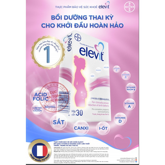 [Date 2024] Vitamin tổng hợp cho bà bầu Elevit 100 viên 100 ngày